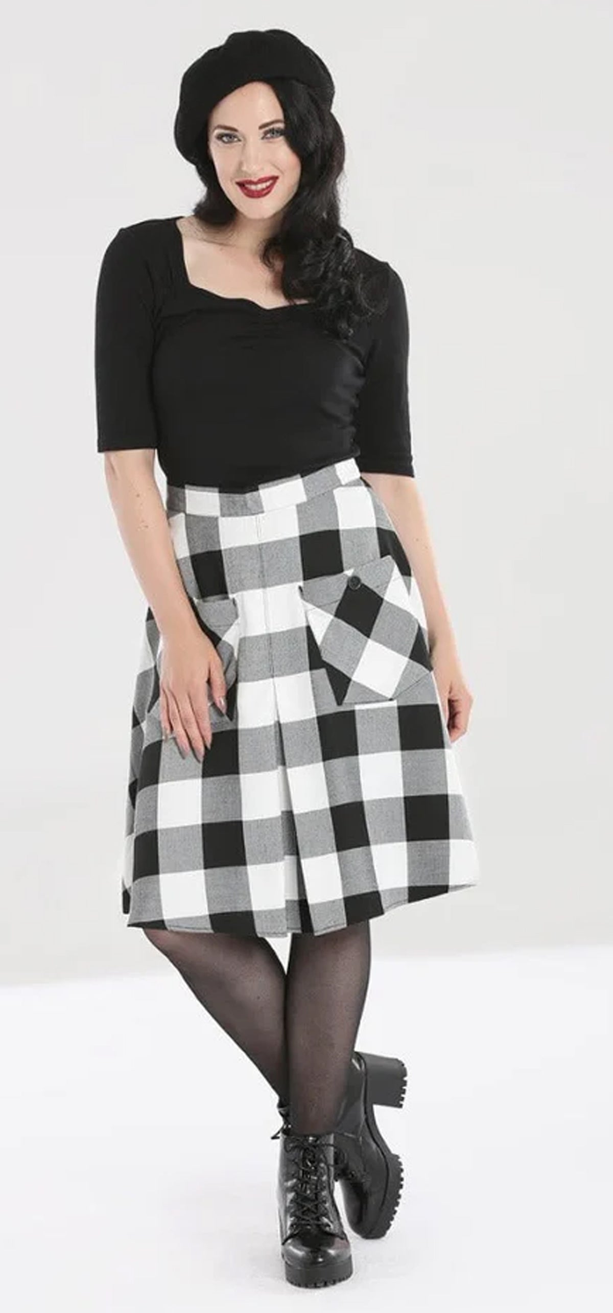 Hell_Bunny_TEEN_SPIRIT_Vintage_Tartan_High_Waist_Pockets_Karo_A-Linie_Skirt_ROCK_-_Schwarz-Wei-1