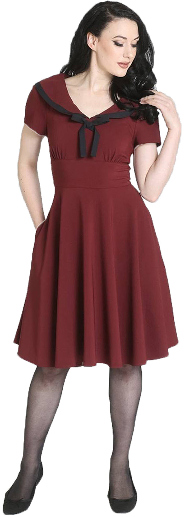 Hell_Bunny_THEA_Vintage_COLLAR_Schleife_BOW_Kurzarm_SWING_Dress_Kleid_killer_kirsche