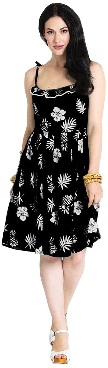 Hell_Bunny_TROPICANA_Pineapple_POMPOM_Hibiskus_SWING_Kleid_Schwarz-1