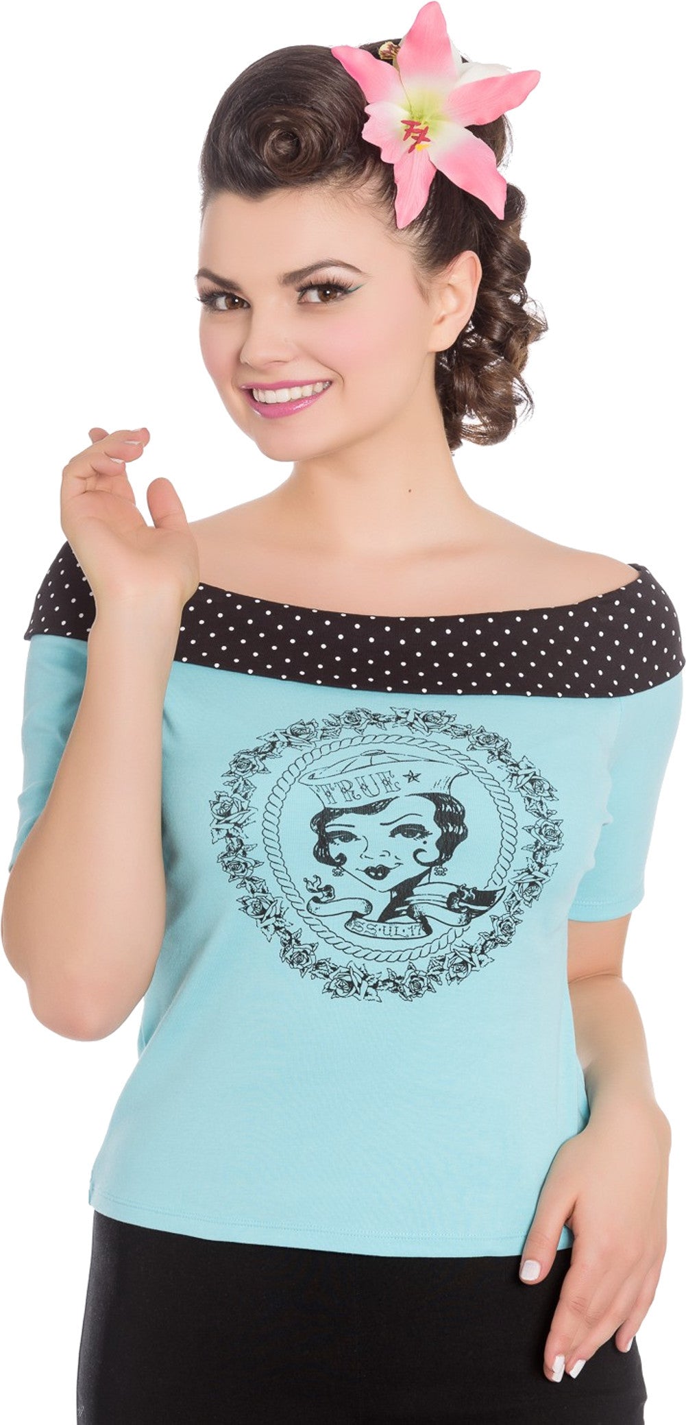 Hell_Bunny_TRUE_BLUE_Carmen_Polka_Dots_SAILOR_Pin_Up_SHIRT_-_Tuerkis