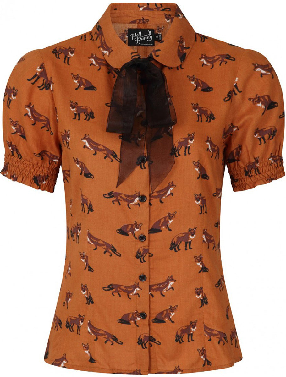 Hell_Bunny_VIXEY_Retro_FOX_Fuechse_BOW_Peter_Pan_Kurzarm_BLUSE_Blouse_Braun_killer_kirsche_32aTVOJByoOdzL