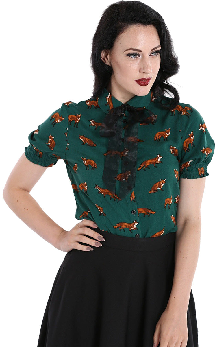 Hell_Bunny_VIXEY_Retro_FOX_Fuechse_BOW_Peter_Pan_Kurzarm_BLUSE_Blouse_Gruen_killer_kirsche_1
