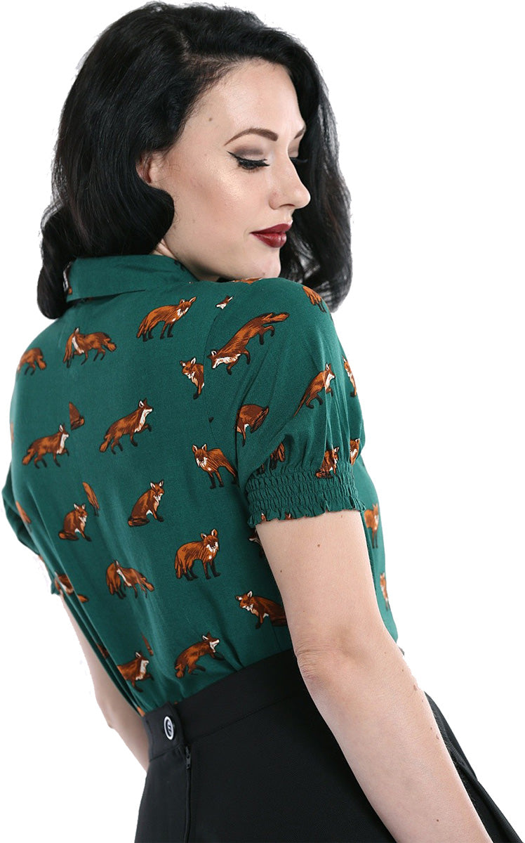 Hell_Bunny_VIXEY_Retro_FOX_Fuechse_BOW_Peter_Pan_Kurzarm_BLUSE_Blouse_Gruen_killer_kirsche_2