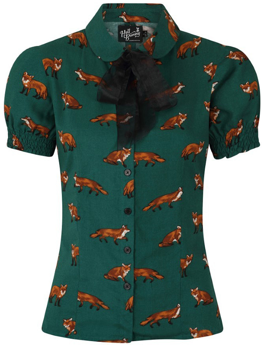 Hell_Bunny_VIXEY_Retro_FOX_Fuechse_BOW_Peter_Pan_Kurzarm_BLUSE_Blouse_Gruen_killer_kirsche_3