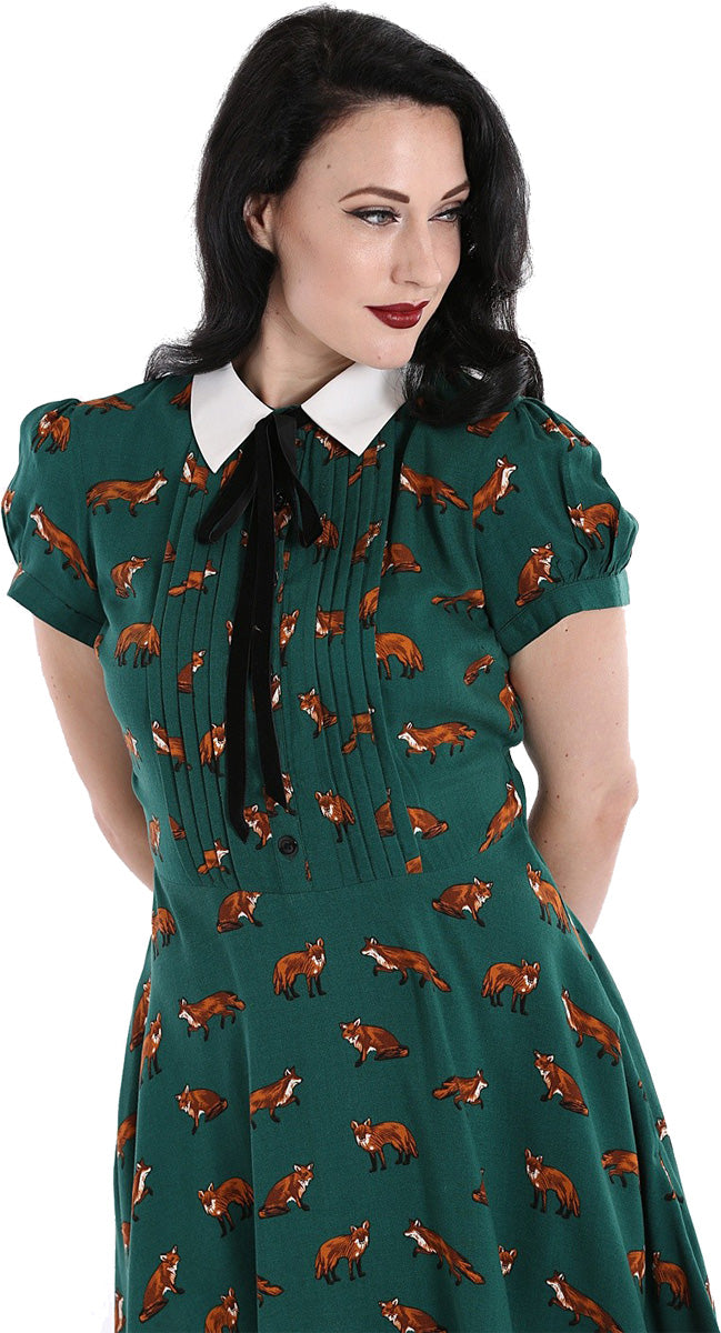 Hell_Bunny_VIXEY_Vintage_FOX_Fuchs_Kurzarm_Mini_SWING_DRESS_Kleid_Gruen_killer_kirsche_1