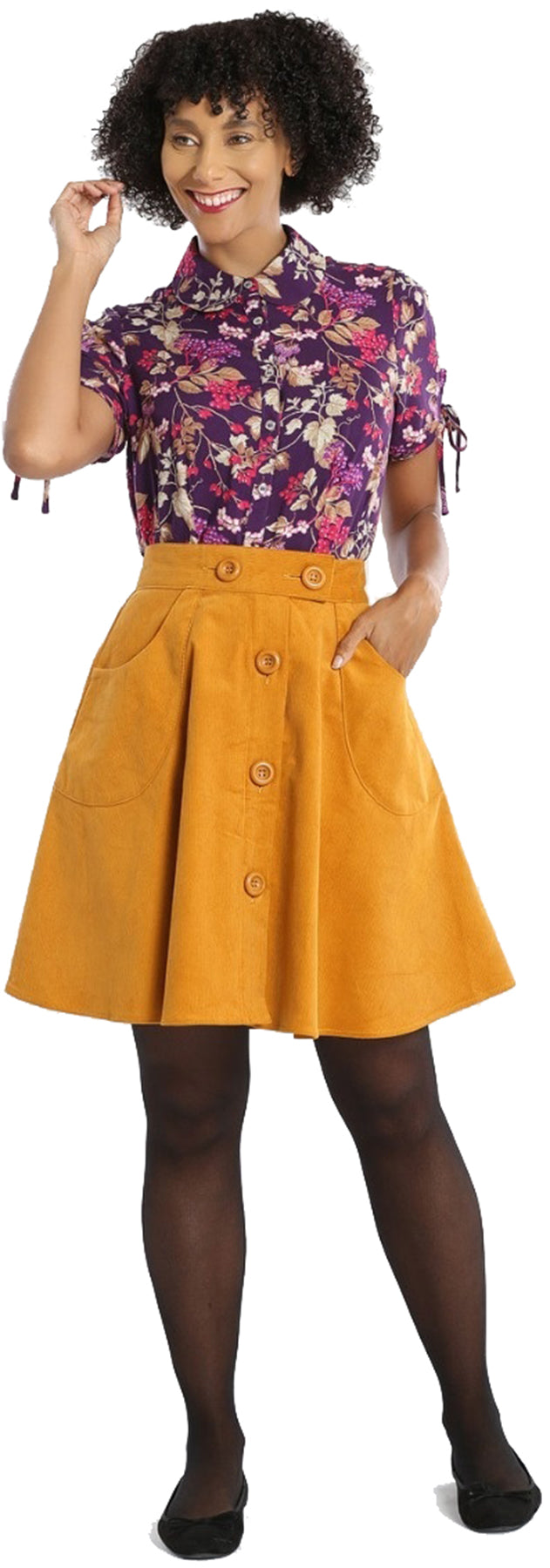Hell_Bunny_WONDER_YEARS_Cord_Western_Retro_Skirt_ROCK_-_Mustard_killer_kirsche_2