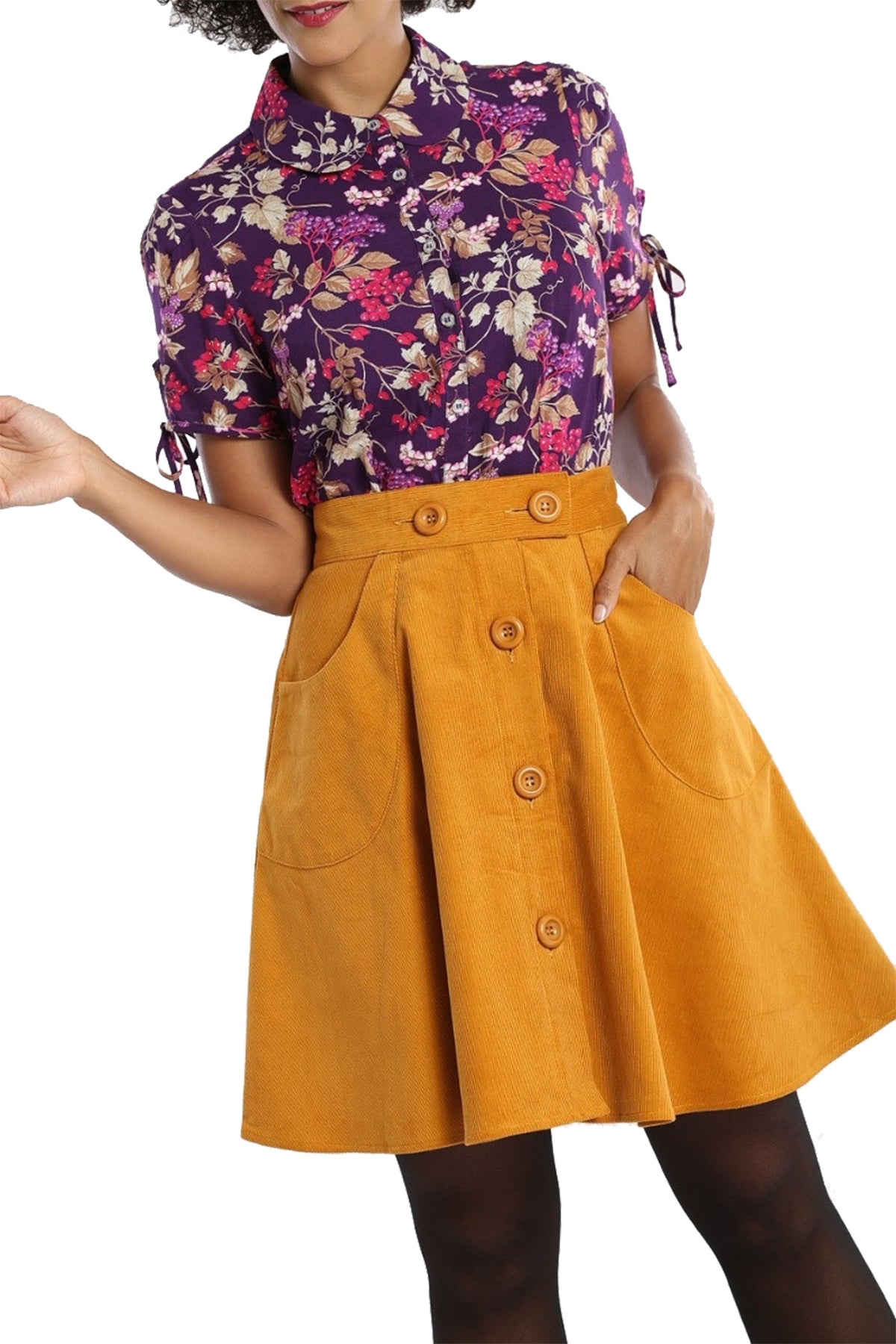 Hell_Bunny_WONDER_YEARS_Cord_Western_Retro_Skirt_ROCK_-_Mustard_killer_kirsche_3