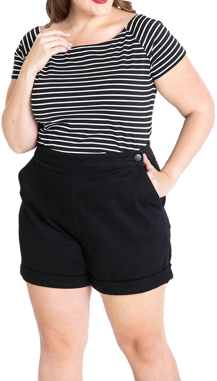 Hell_Bunny_YAZ_Vintage_DENIM_High_Waisted_SHORTS_Hose_Plus_Size_Schwarz_killer_kirscheIBS6V3RwwertO