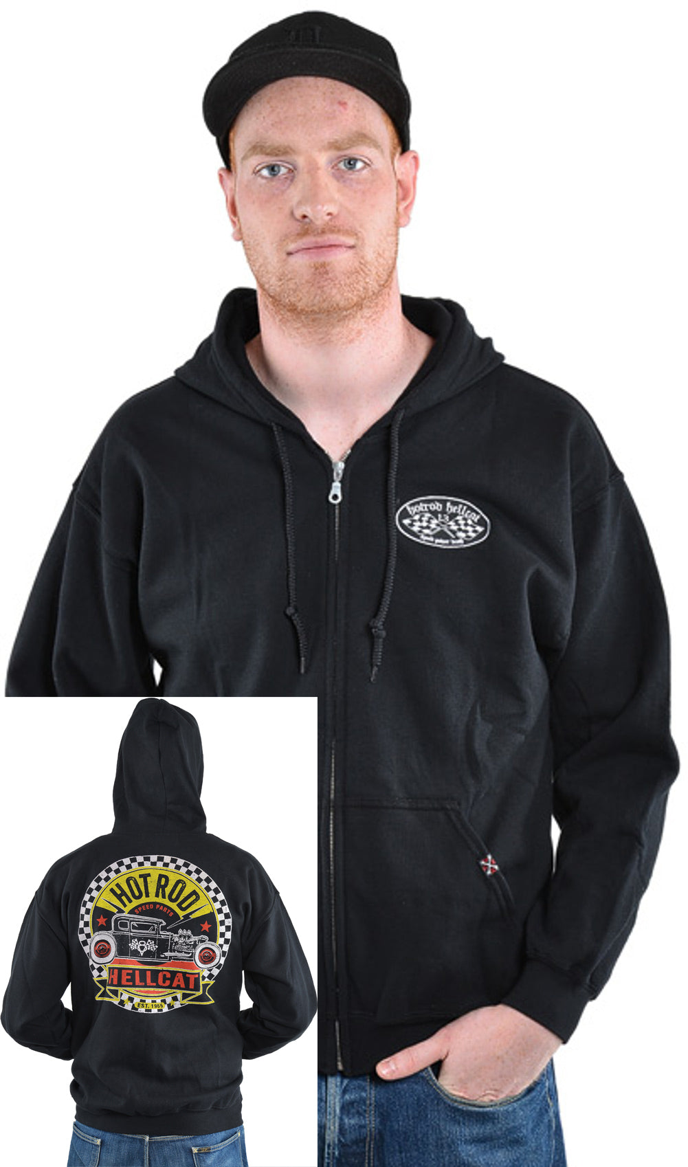 Hotrod_Hellcat_SPEED_PARTS_Men_Hoody_Jacke_-_Schwarz_vorn_koll