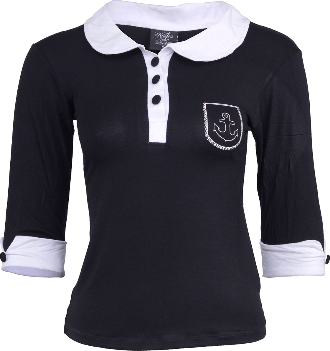 KM116_-_Kuestenluder_BUBIKRAGEN_Anker_ANCHOR_34_Arm_SHIRT_-_Schwarz