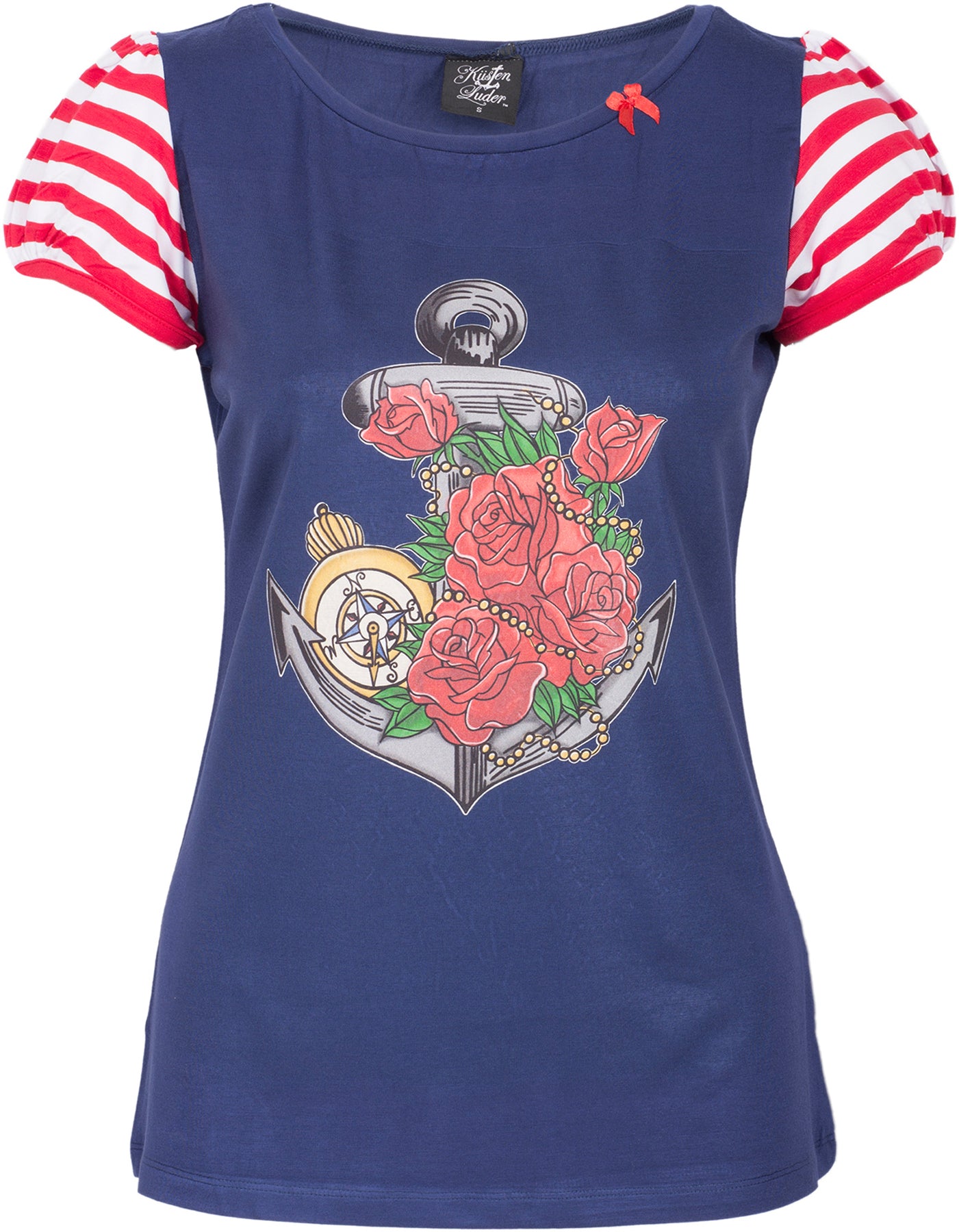 KM207_-_Kuestenluder_MY_ANCHOR_Colour_Anker_Rosen_Sailor_Striped_Sleeve_Motiv_SHIRT_killer_kirsche
