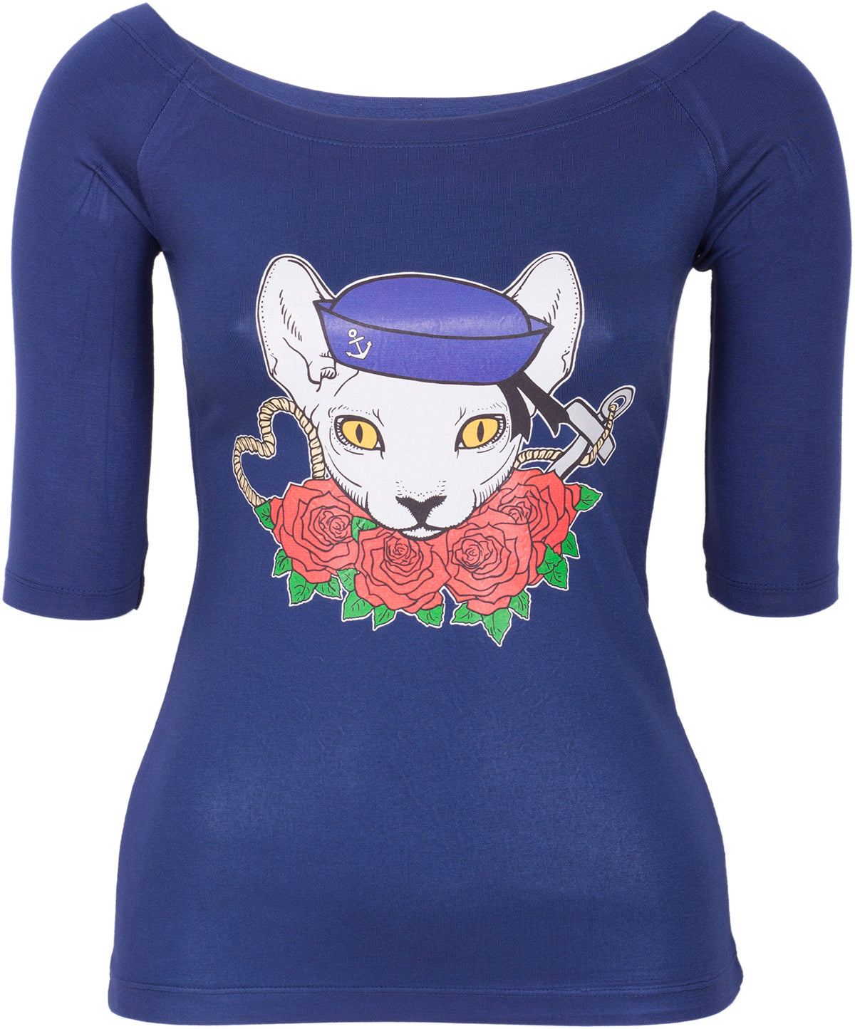 KM218_-_Kuestenluder_SAILOR_KITTY_Cat_Rose_Nautical_U-Boot_3_4_Arm_SHIRTTkVXFfcp7Vr9Z