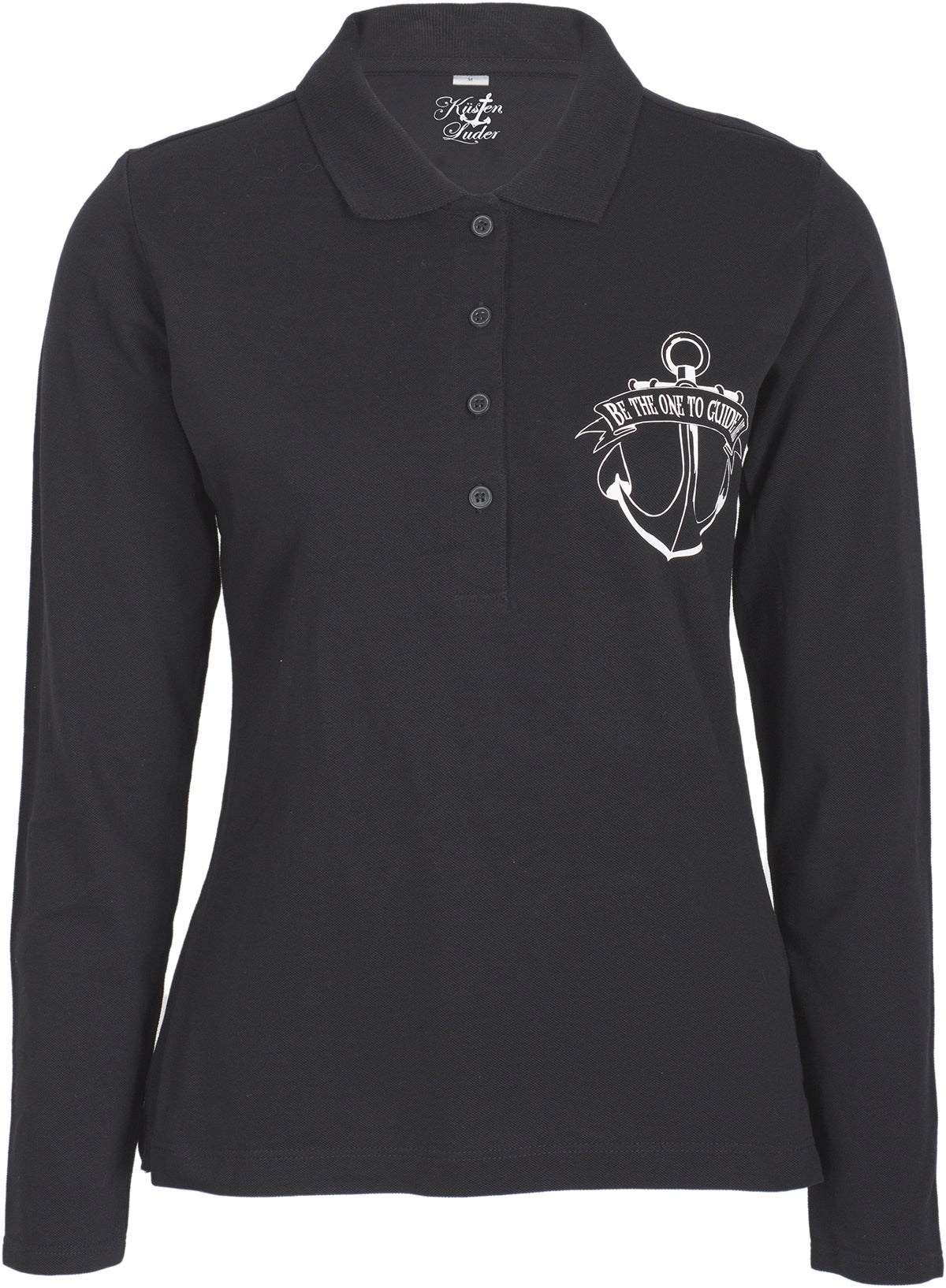 KM234_-_Kuestenluder_BE_THE_ONE_TO_GUIDE_ME_Mermaid_Anker_Sailor_Langarm_POLO-SHIRT_-_SchwarzBkFkaYbhGCLIL