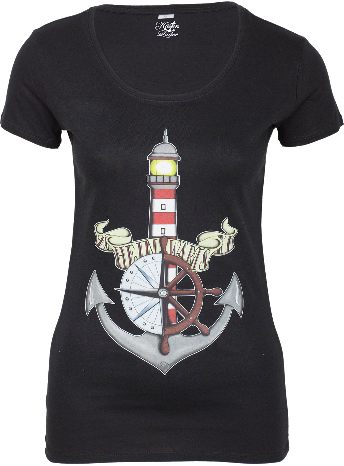 KM293_-_Kuestenluder_HEIMWaeRTS_Lighthouse_Sailor_Nautical_Anker_Motiv_SHIRT_-_Schwarz
