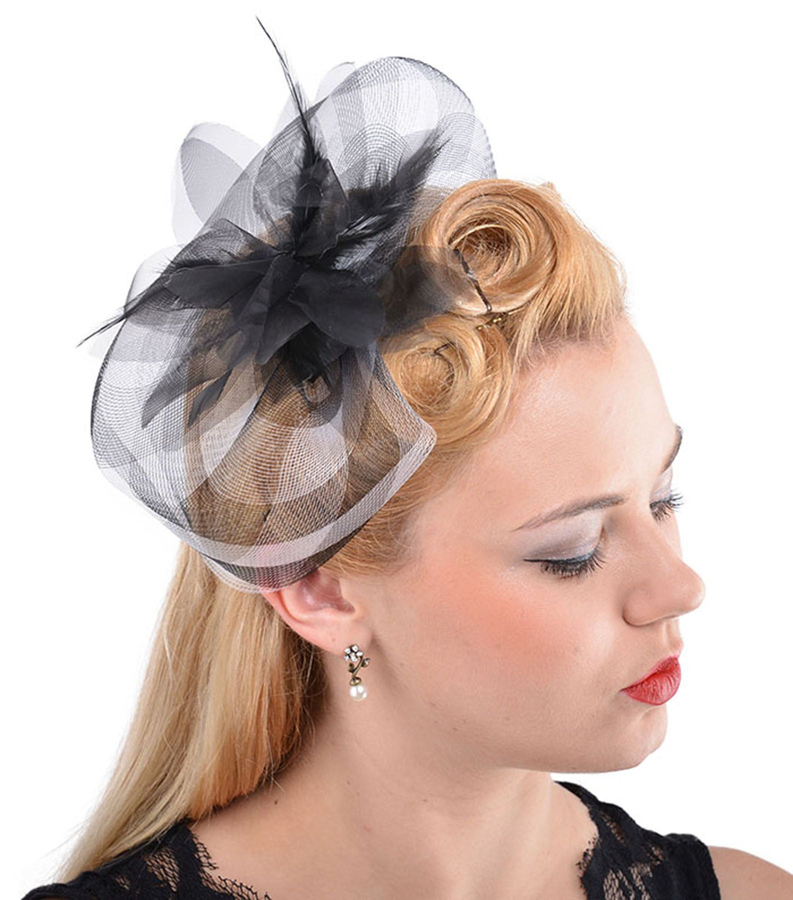 Killer_Kirsche_50s_KIRSTEN_Retro_LILY_PAD_Netztuell_HEADPIECE_Fascinator_-_Schwar