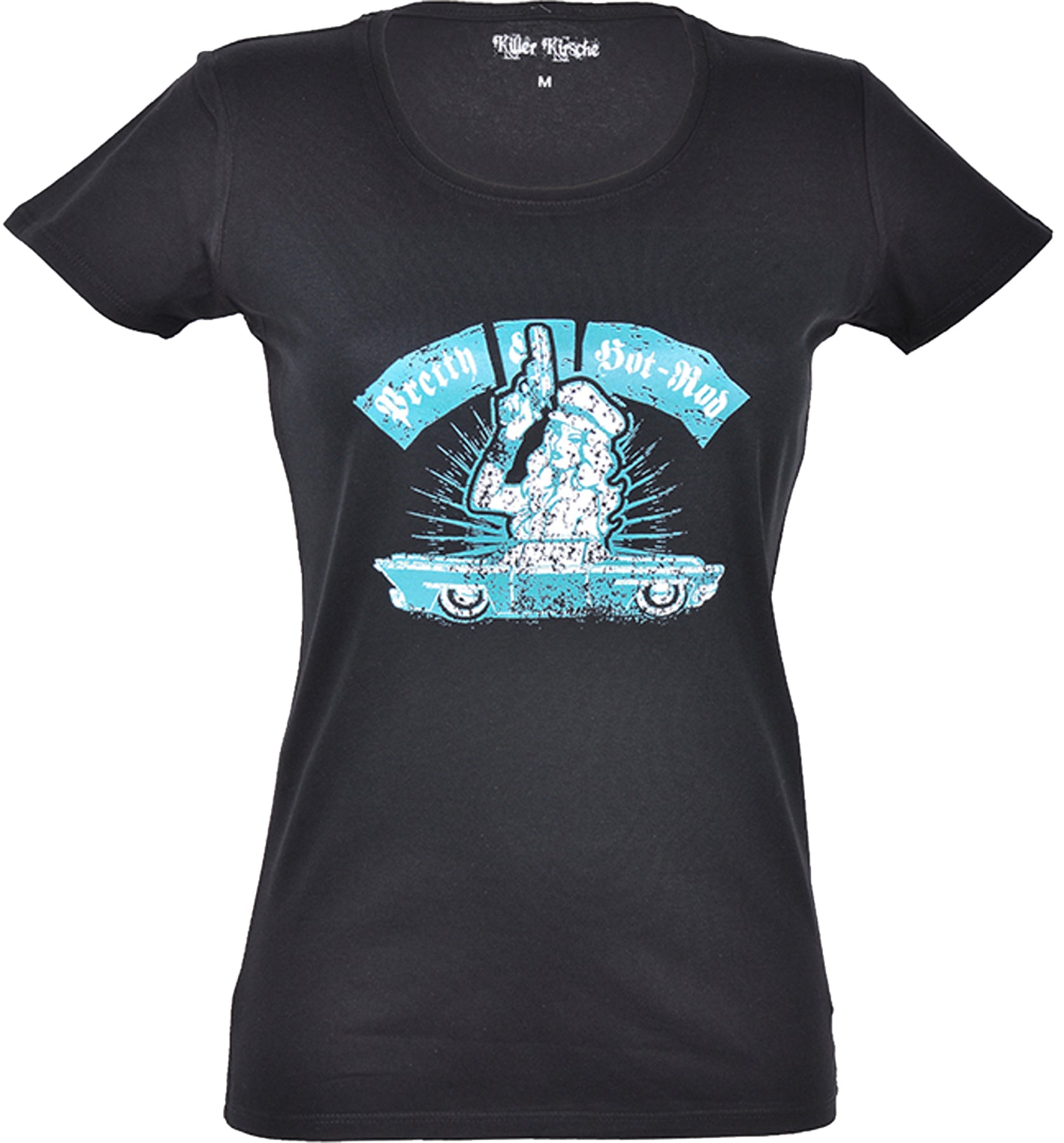 Killer_Kirsche_BLUE_HOT_ROD_Pretty_Pin_Up_MOTIV_Oldschool_Kurzarm_SHIRT