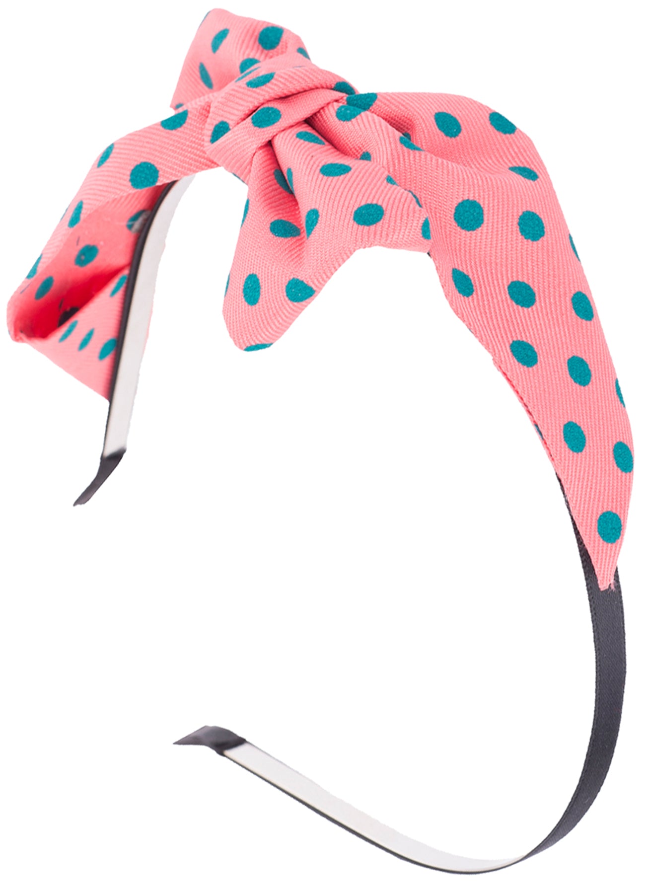 Killer_Kirsche_FIBBY_VINTAGE_DOT_POLKA_Dots_PUNKTE_Schleifen_BOW_Haarreif_Haarschmuck_-_Lachs