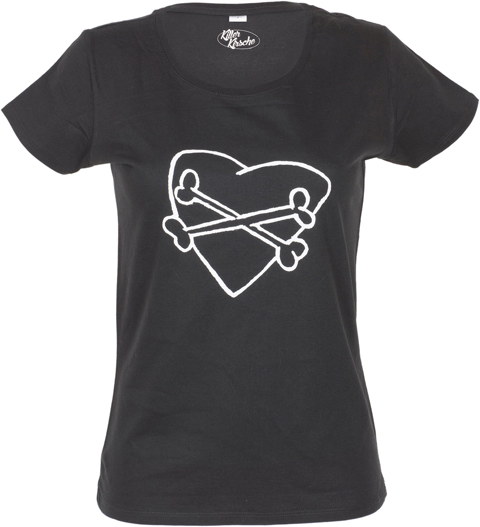 Killer_Kirsche_HEART_X-BONES_Girly_Kurzarm_Motiv_T-Shirt_-_schwarz