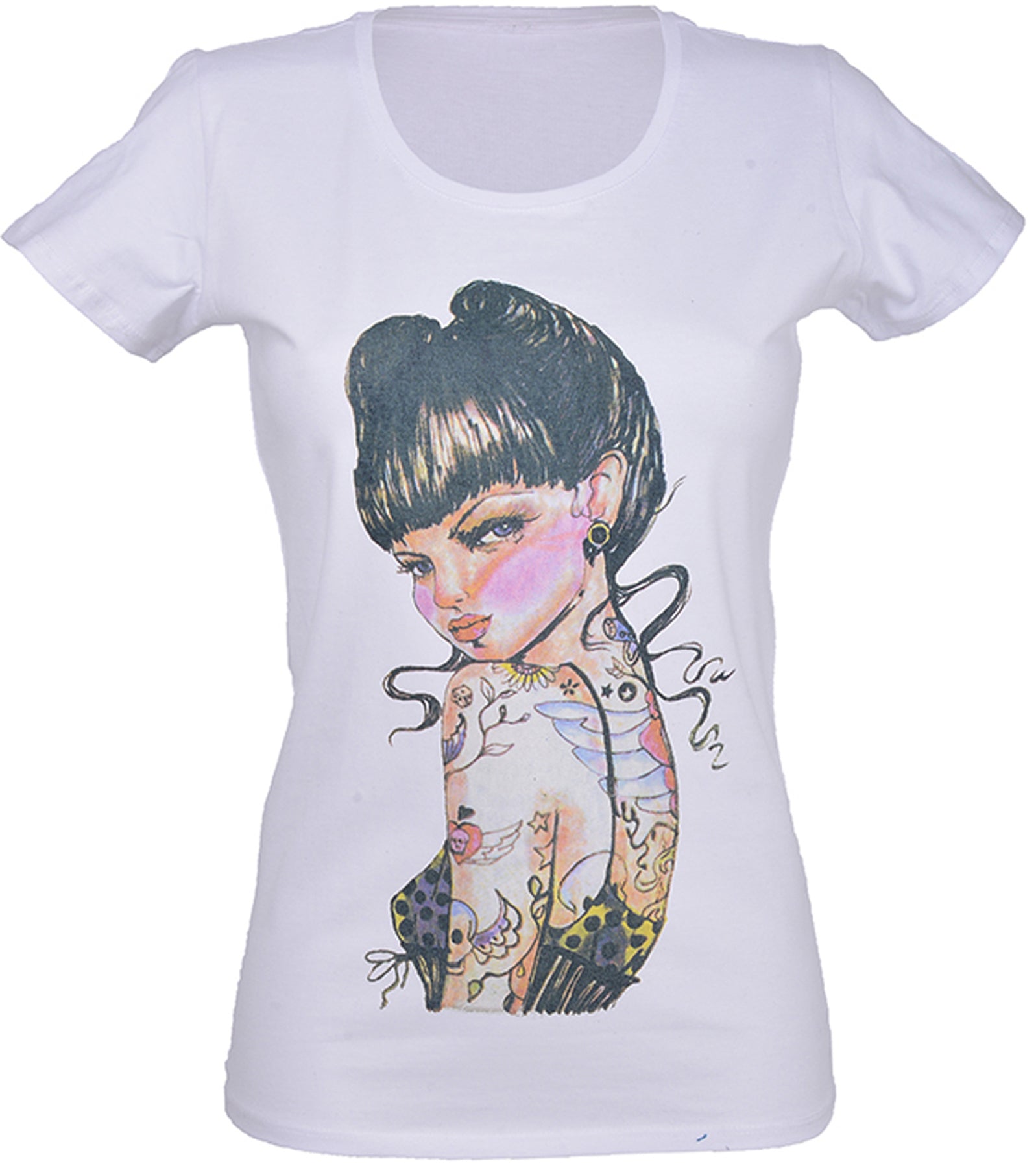 Killer_Kirsche_Pin_Up_Girl_Oldschool_Tattoo_Retro_Shirt_T-Shirt_-_Weiss_killer_kirsche