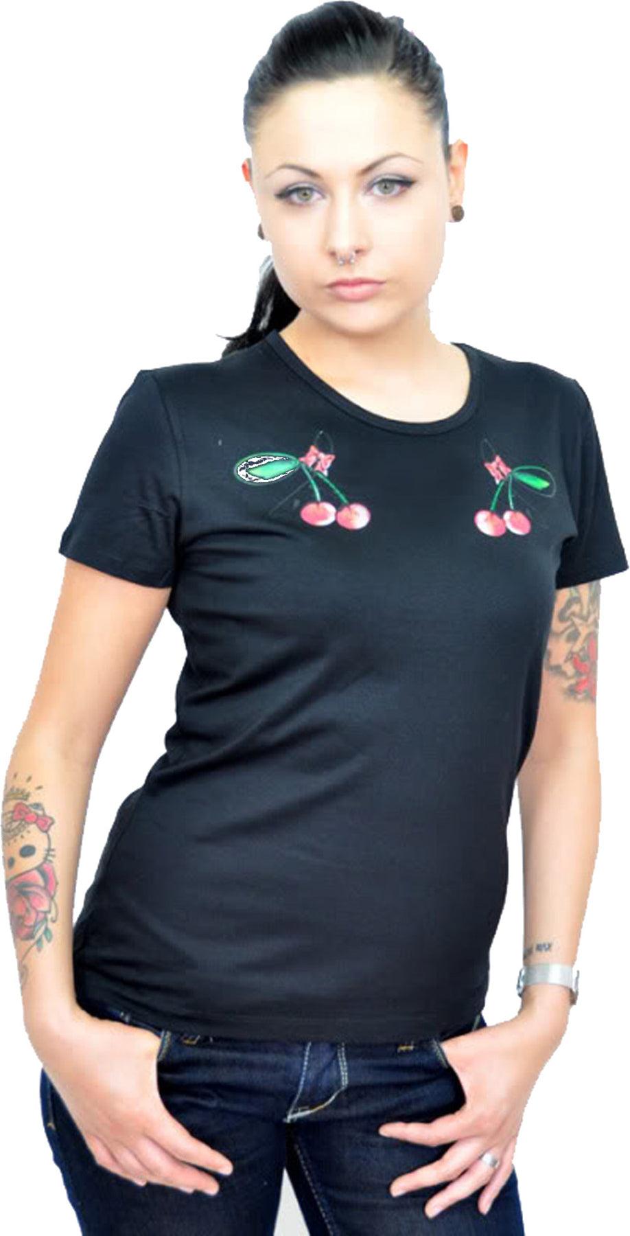Killer_Kirsche_Sweet_Cherry_BOW_Kirschen_Girlie_Shirt_-_Schwarz_killer_kirsche
