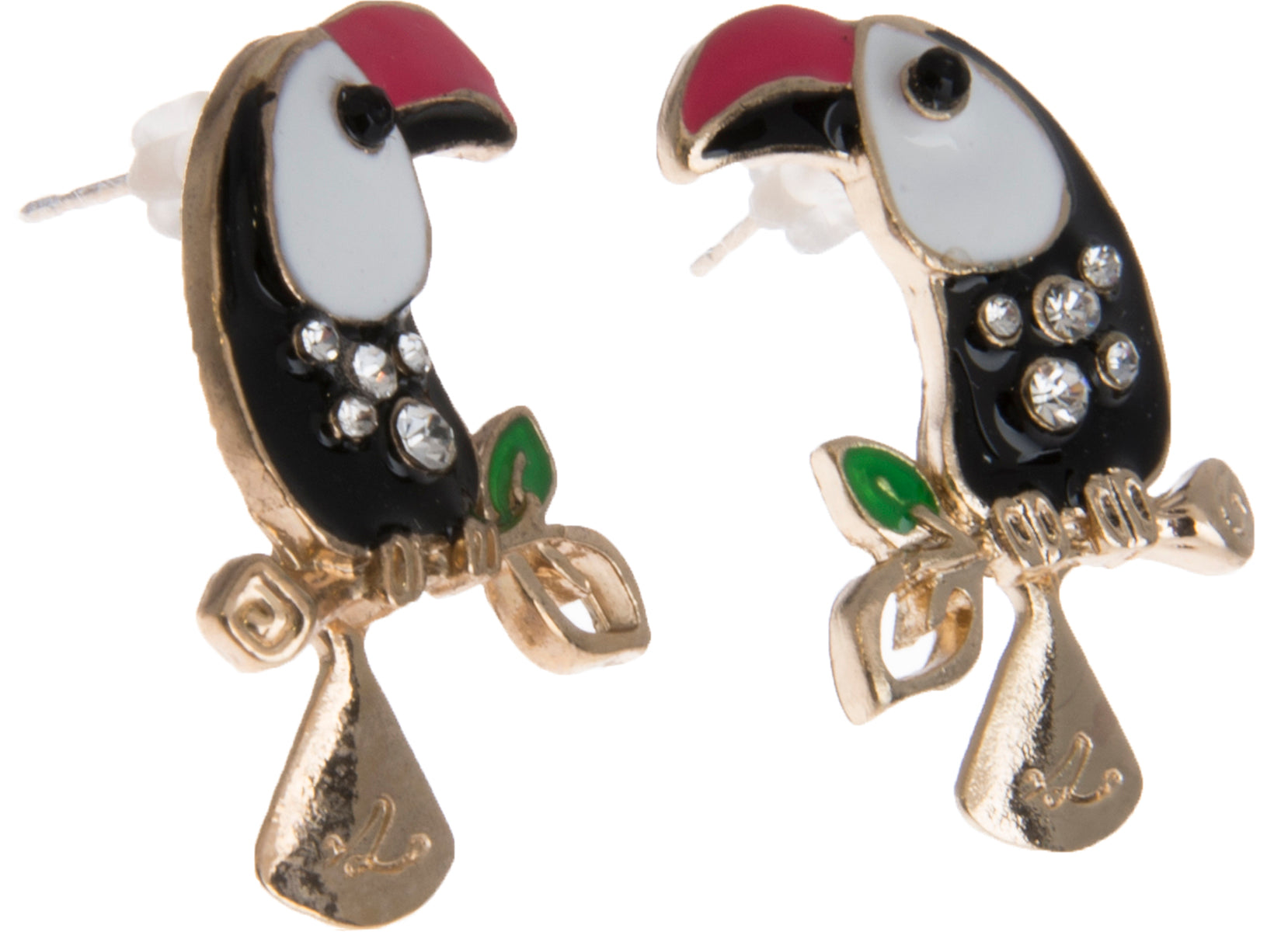 Killer_Kirsche_TOUCAN_Tukan_Glitzerstein_Vintage_OHRSTECKER_Ohrschmuck-3