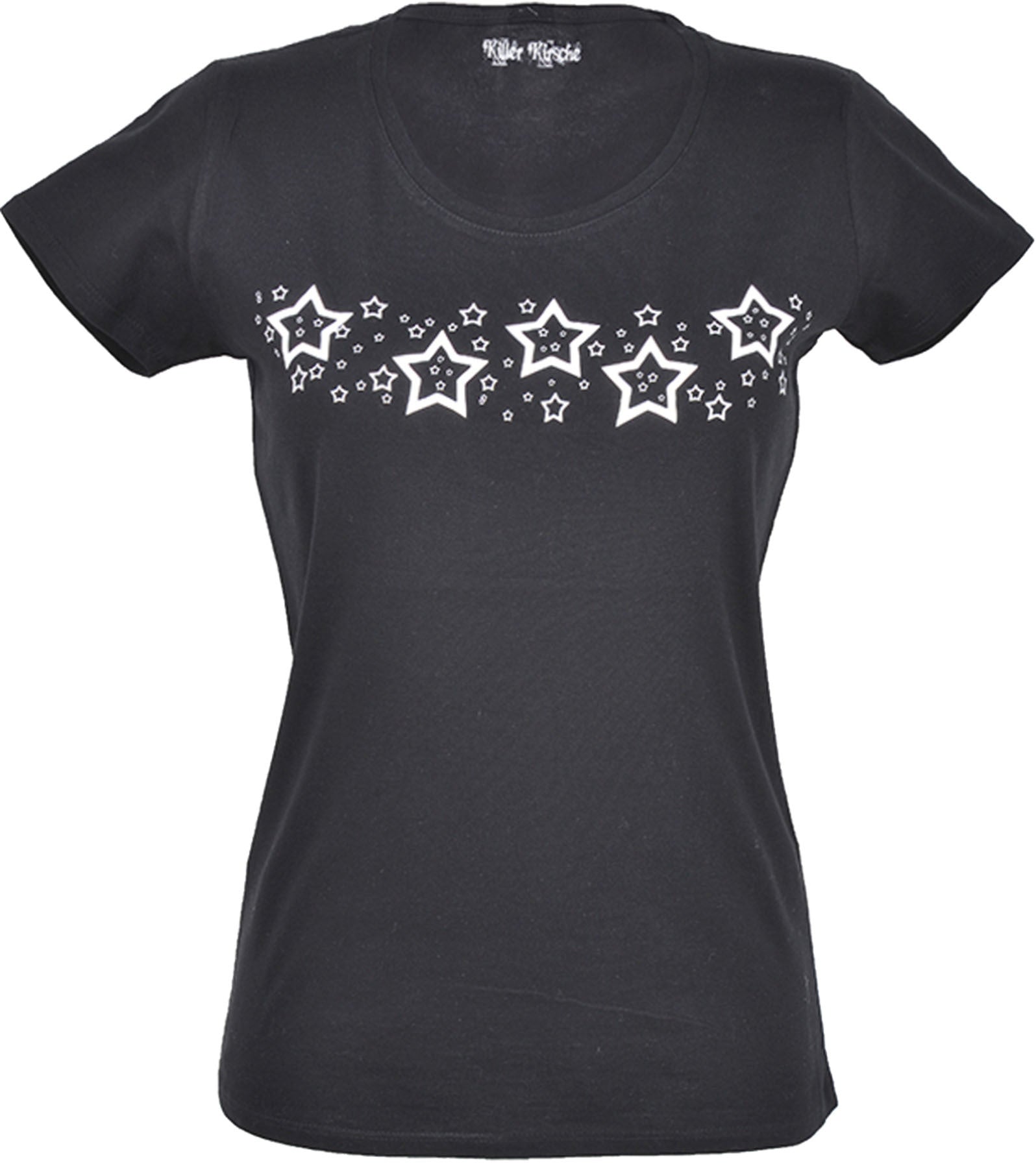 Killer_Kirsche_WITHE_STARS_Sterne_Retro_Girli_Kurzarm_T-Shirt
