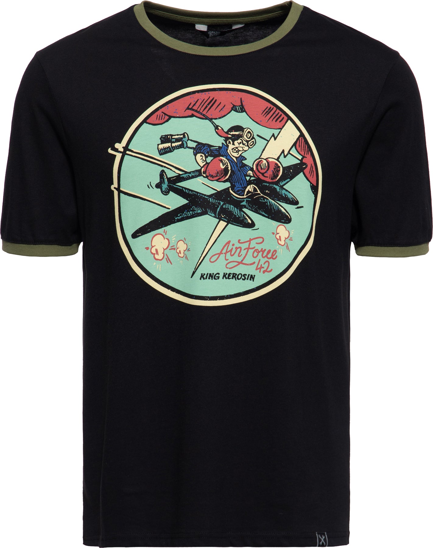 King_Kerosin_AIRFORCE_42_Retro_FLIEGER_MOTIV_Kurzarm_Regular_Fit_T-SHIRT_Oberteil_Killer_Kirsche-1