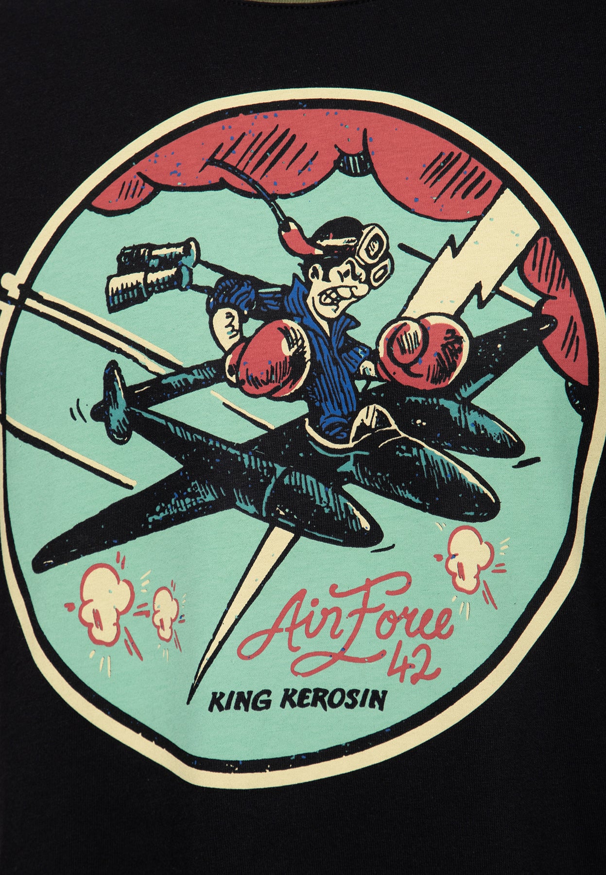 King_Kerosin_AIRFORCE_42_Retro_FLIEGER_MOTIV_Kurzarm_Regular_Fit_T-SHIRT_Oberteil_Killer_Kirsche-3