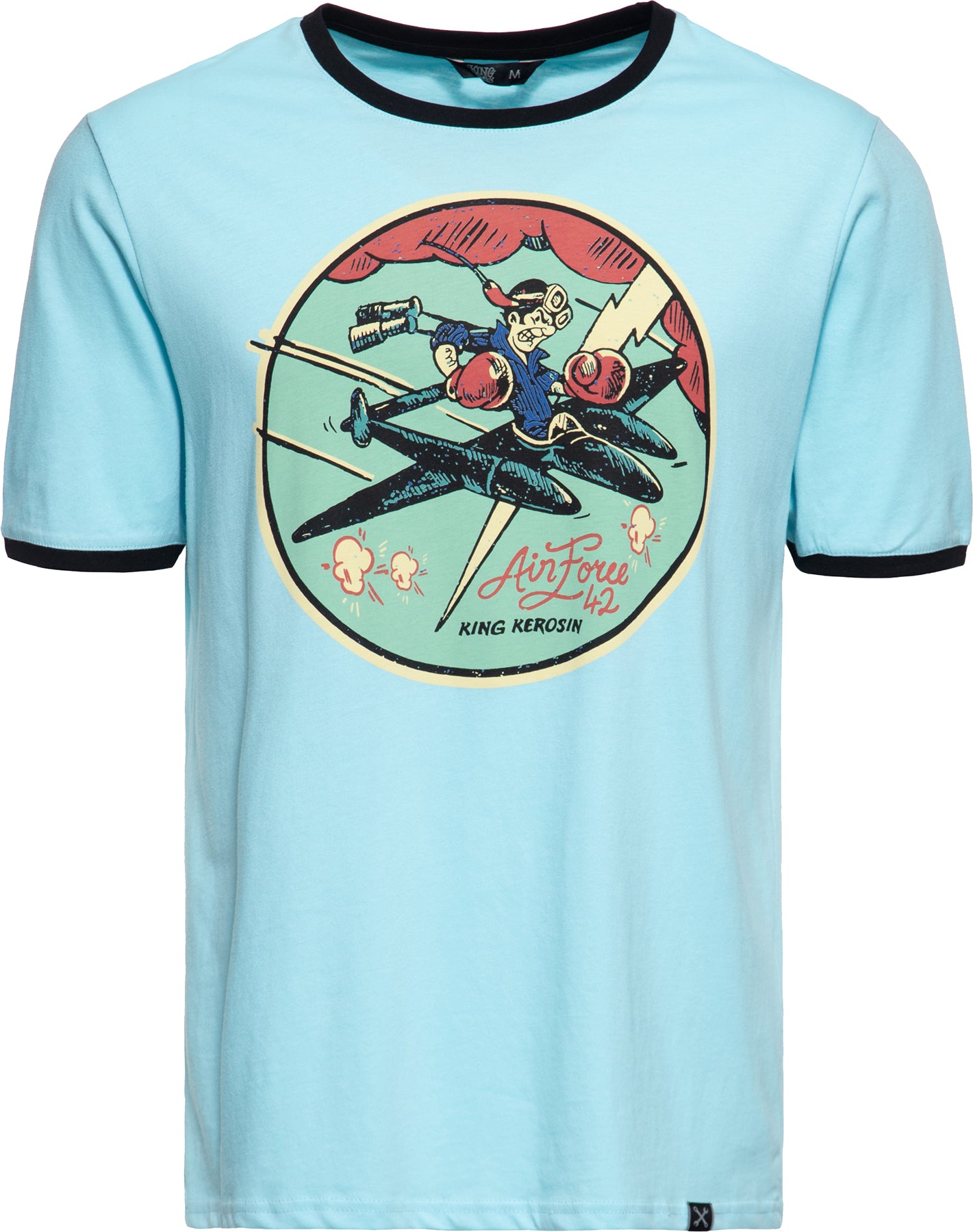 King_Kerosin_AIRFORCE_42_Retro_MOTIV_Kurzarm_Regular_Fit_T-SHIRT_Oberteil_-_Hellblau_Killer_Kirsche-1