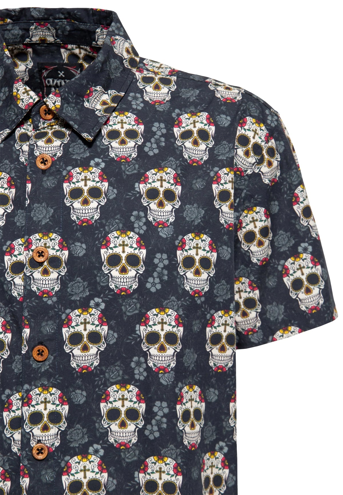 King_Kerosin_CALAVERA_SKULL_Mexican_Skull_allover_Retro_50s_Vintage_HEMD_Shirt-3