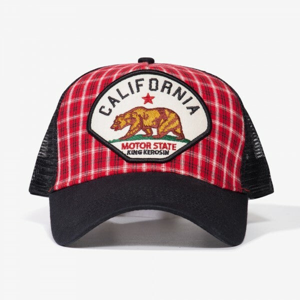 King_Kerosin_CALIFORNIA_Grizzlybear_Baer_STICKEREI_MESH_Tartan_Karo_Retro_TRUCKER_CAP_Killer_Kirsche-2
