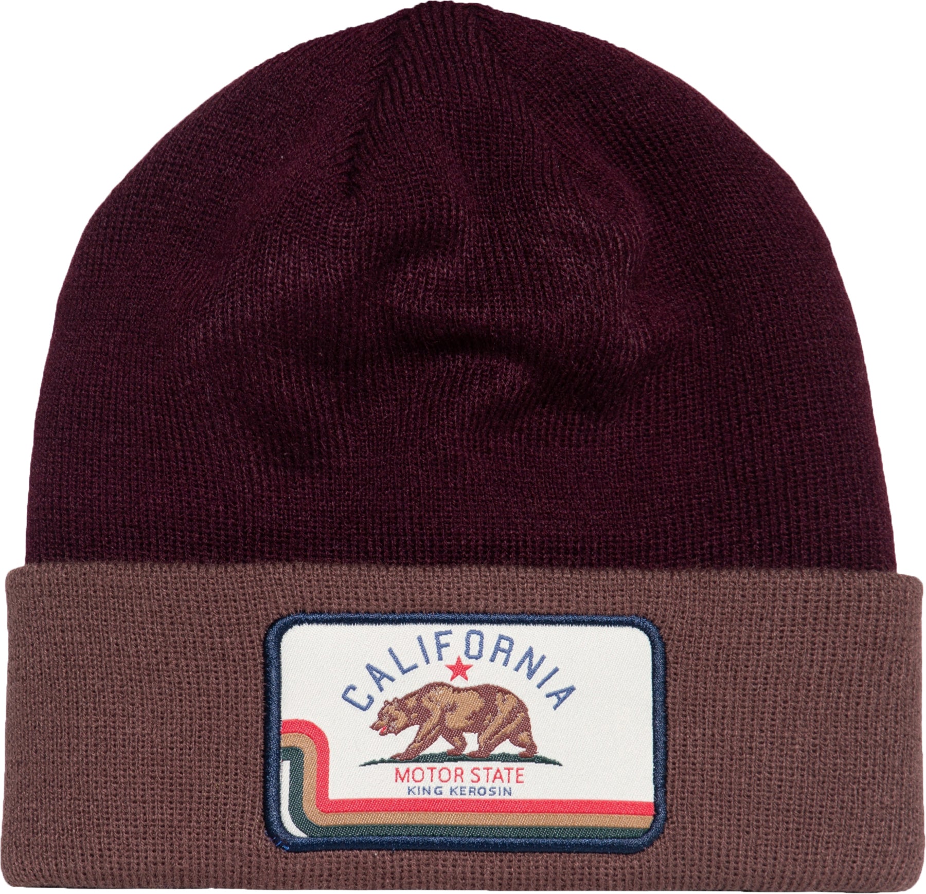 King_Kerosin_CALIFORNIA_MOTOR_STATE_Bear_PATCH_Knitted_Herren_Strick_BEANIE_Muetze_Killer_Kirsche-1