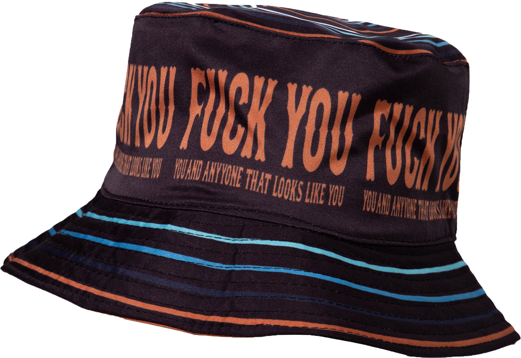 King_Kerosin_FUCK_YOU_Retro_Stripes_Streifen_WENDBARER_BUCKET_HAT_Fischerhut_Killer_Kirsche-2