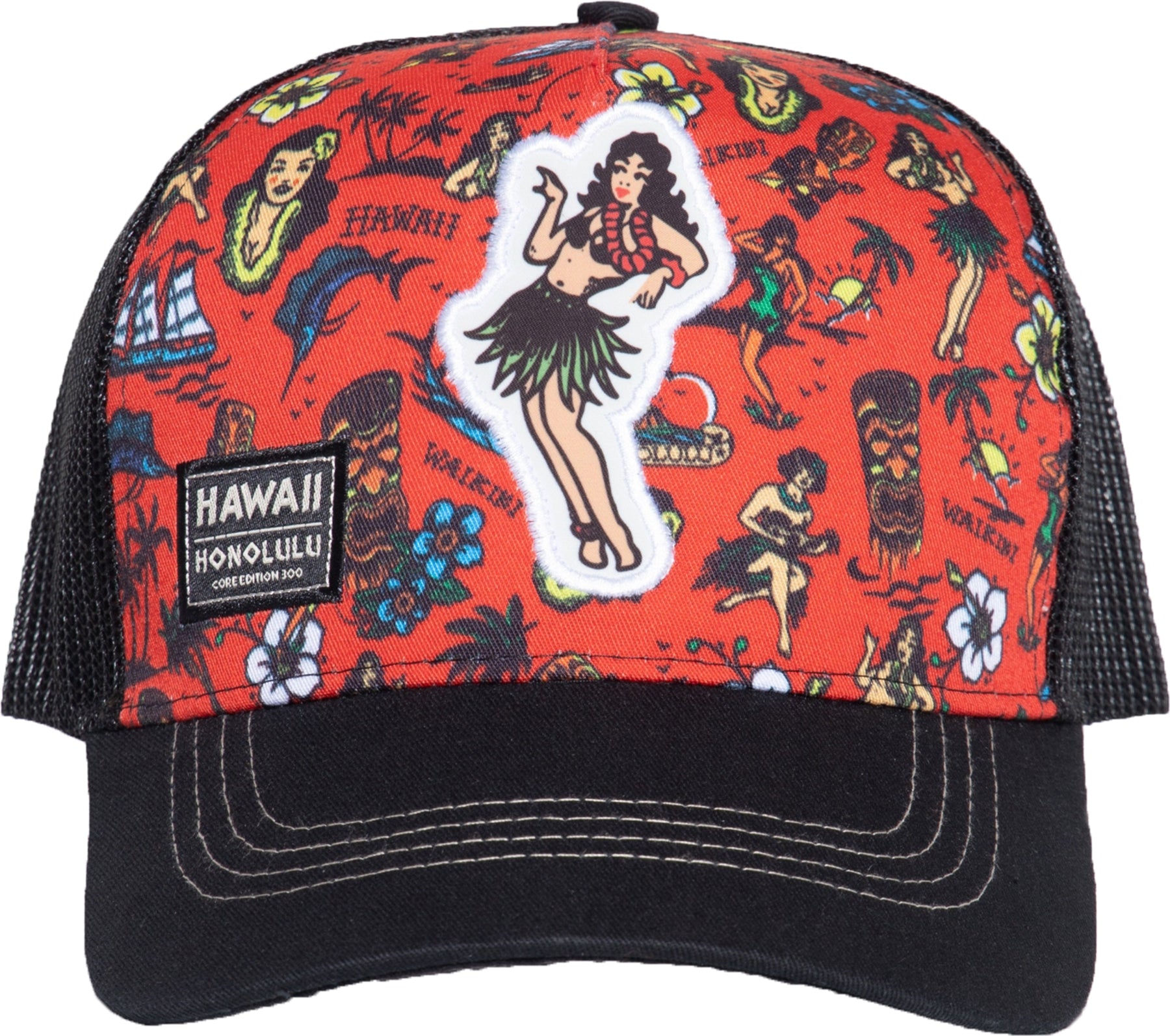 King_Kerosin_HAWAII_HONOLULU_Tropical_HULA_GIRL_Snapback_Mesh_TRUCKER_CAP_Killer_Kirsche-2