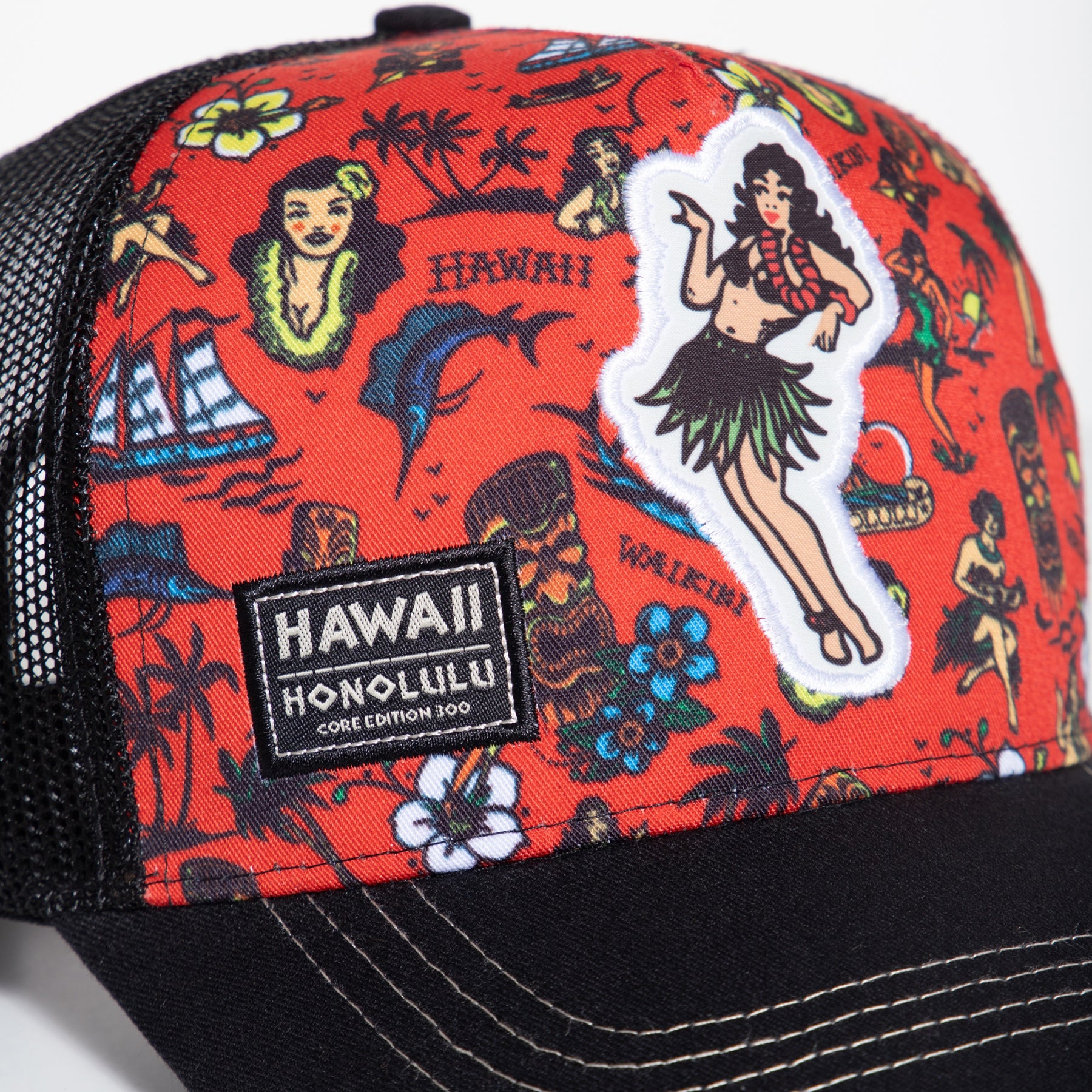 King_Kerosin_HAWAII_HONOLULU_Tropical_HULA_GIRL_Snapback_Mesh_TRUCKER_CAP_Killer_Kirsche-5