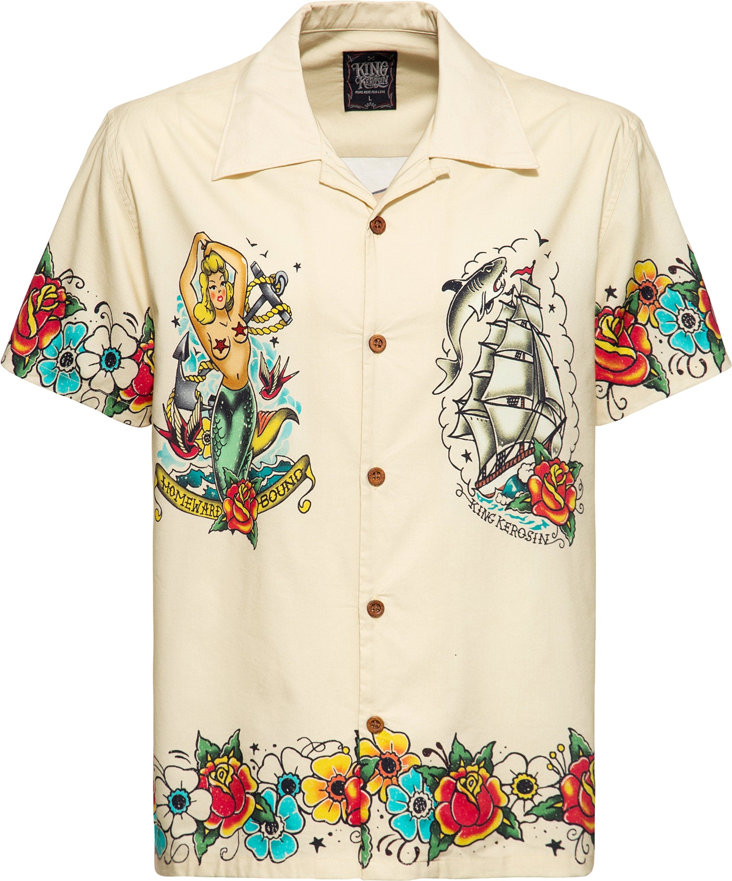 King_Kerosin_HOMEWARD_BOUNT_Clippership_PIN_UP_Mermaid_50s_Kurzarm_HAWAII_HEMD_Shirt_Killer_Kirsche-1