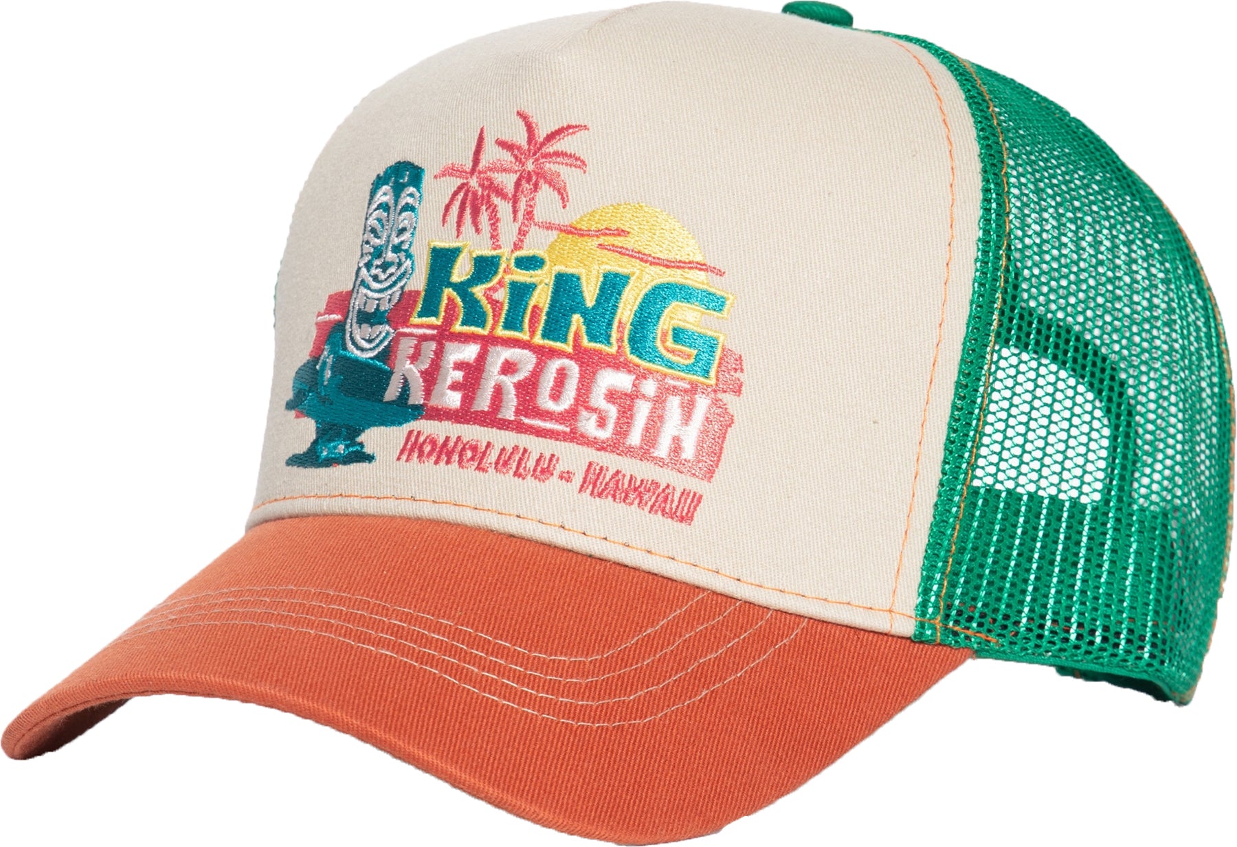 King_Kerosin_HONOLULU_HAWAII_Embroidered_TIKI_Snapback_Mesh_TRUCKER_CAP_Muetze_Killer_Kirsche-1