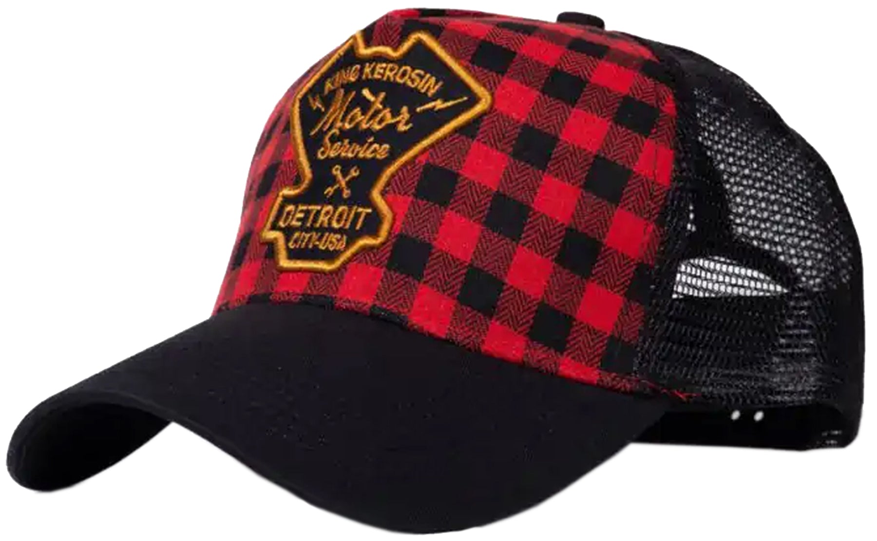 King_Kerosin_MOTOR_SERVICE_Snapback_KARO_Gingham_MESH_Retro_TRUCKER_CAP_killer_kirsche_1
