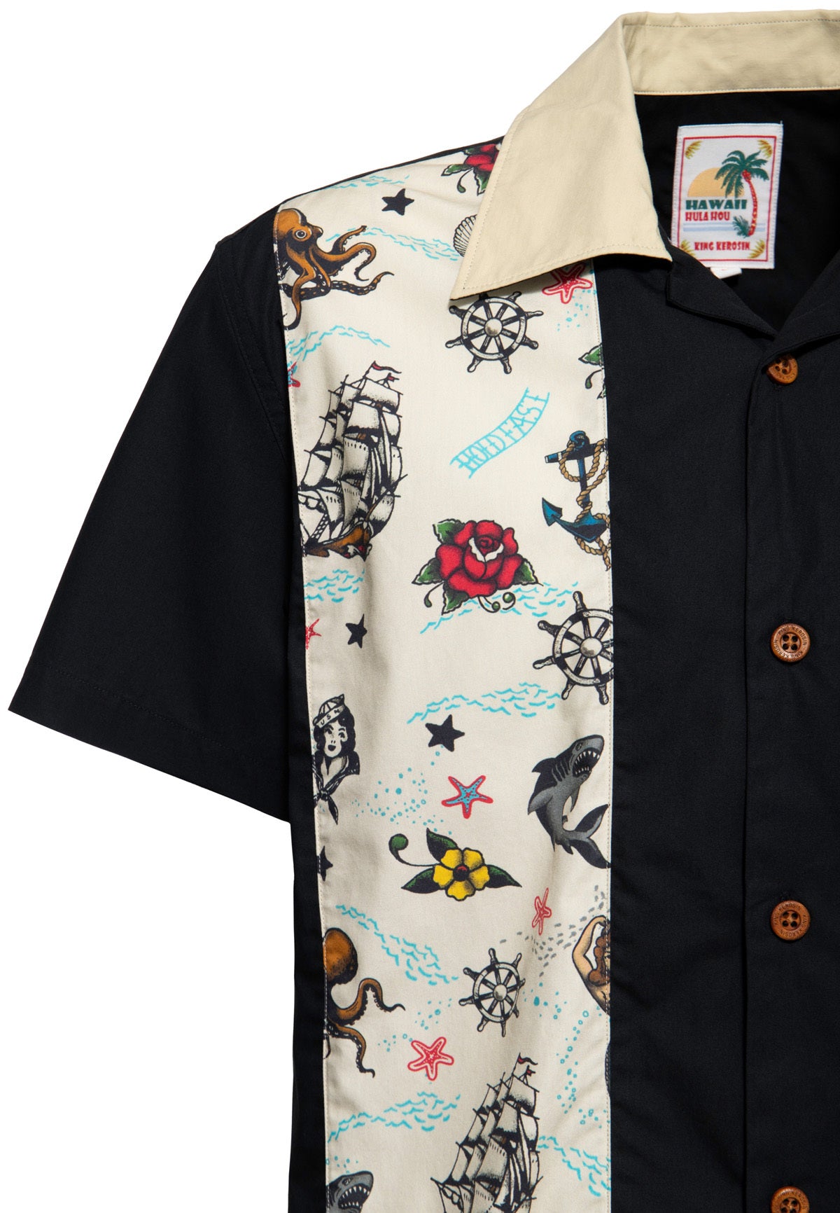 King_Kerosin_NAUTICAL_SAILOR_Panel_Oldschool_Tattoo_50s_HAWAII_HEMD_Shirt_Schwarz-3
