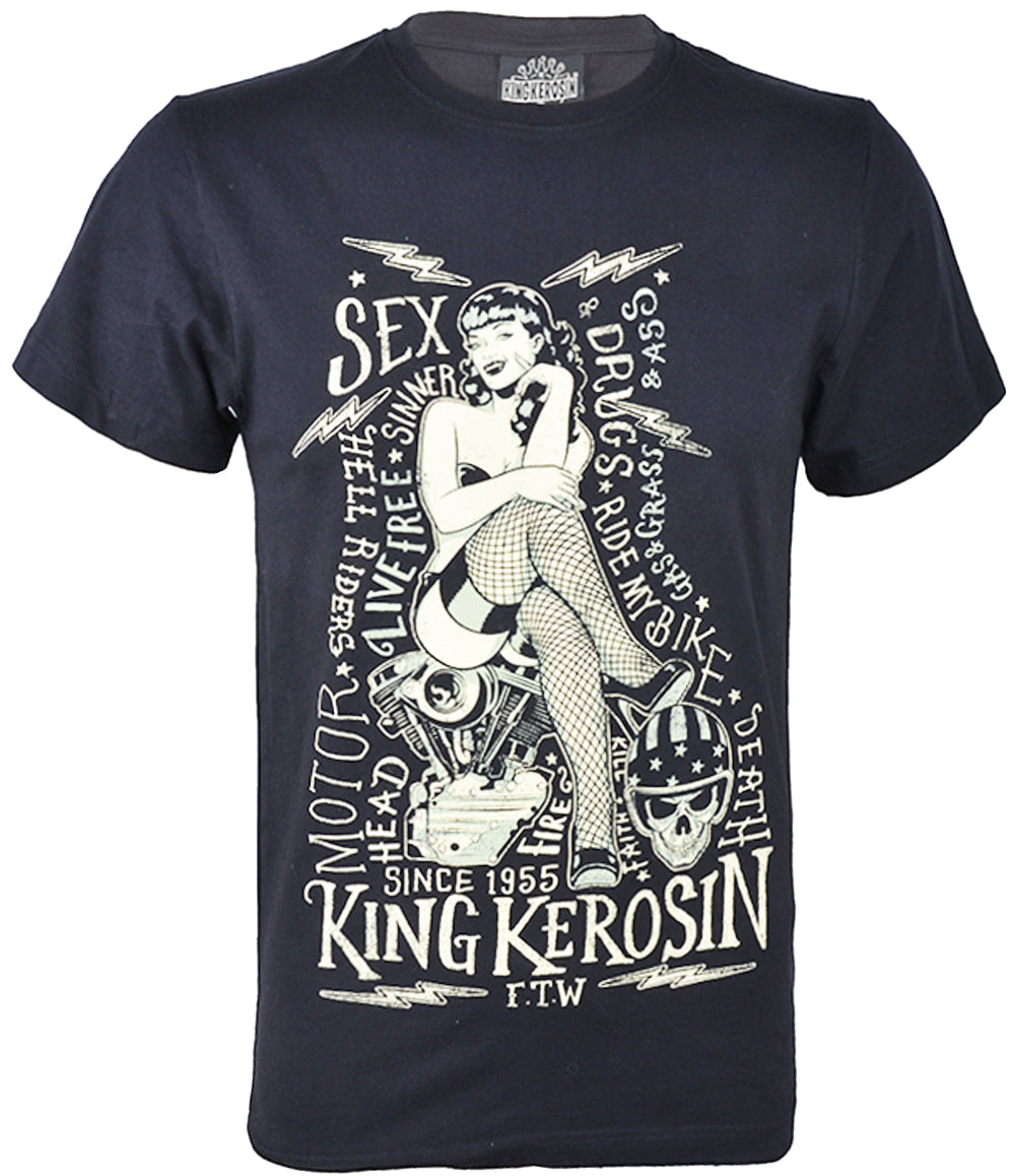 King_Kerosin_RIDE_MY_BIKE_Retro_Oldschool_Tattoo_MEN_T-Shirt_-_Schwarz