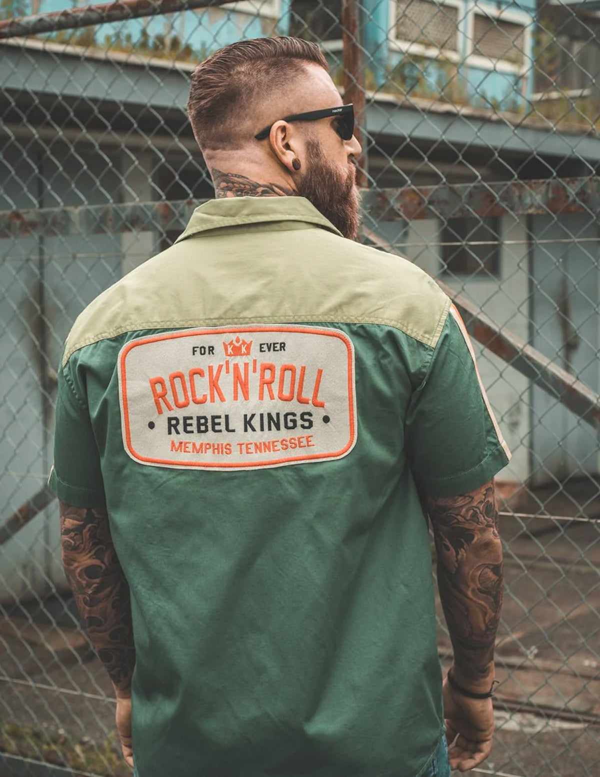 King_Kerosin_ROCKNROLL_REBEL_KING_Racing_Oldschool_Retro_50s_Vintage_HEMD_Shirt_-_Gruen-2