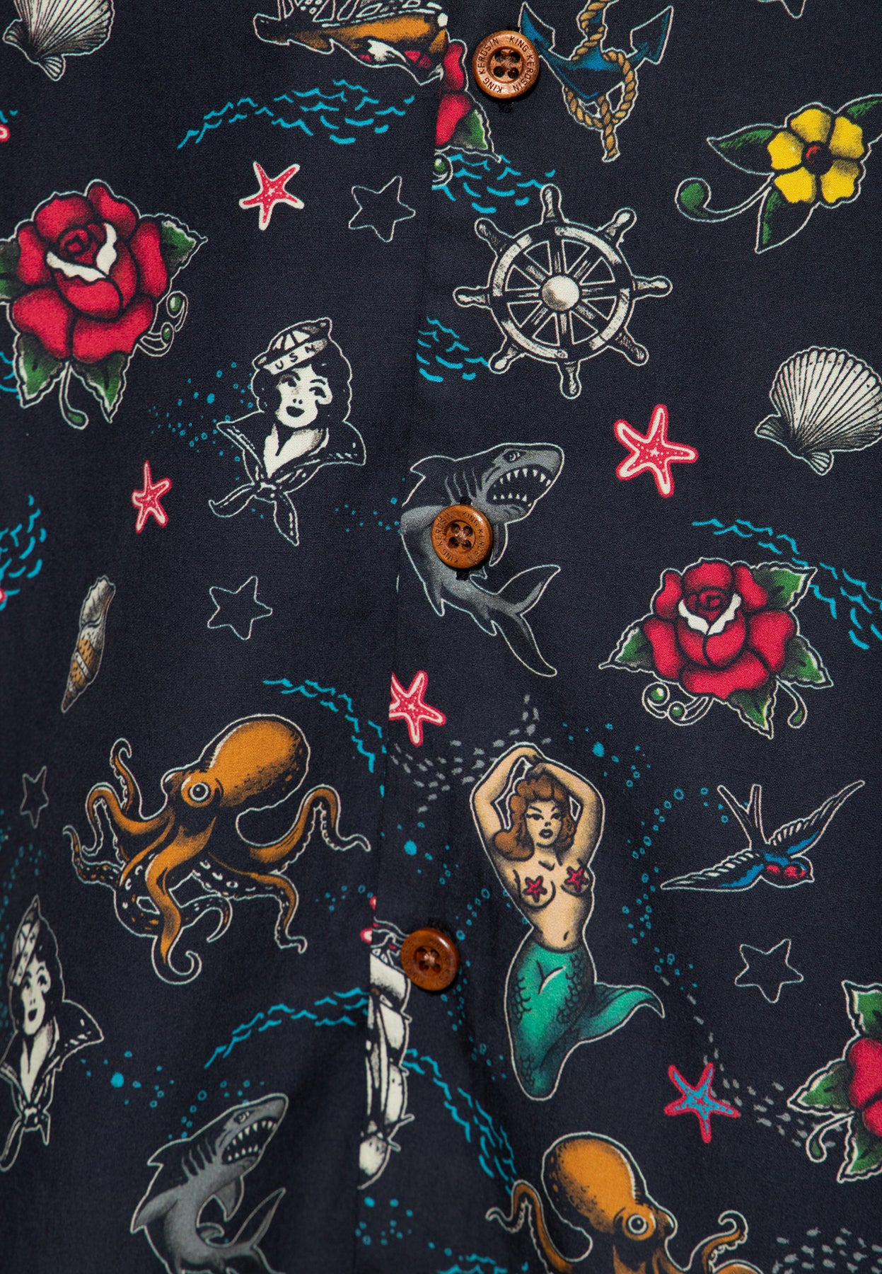 King_Kerosin_SAIL_AND_TATTOO_Island_Palmen_Beach_50s_Kurzarm_HAWAII_HEMD_Shirt_-_Schwarz_killer_kirsche_4