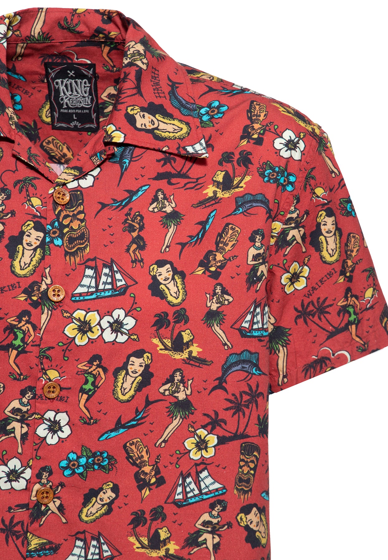 King_Kerosin_TATTOO_HAWAII_Island_Palmen_Beach_50s_Kurzarm_HAWAII_HEMD_Shirt_-_Rot_killer_kirsche_3