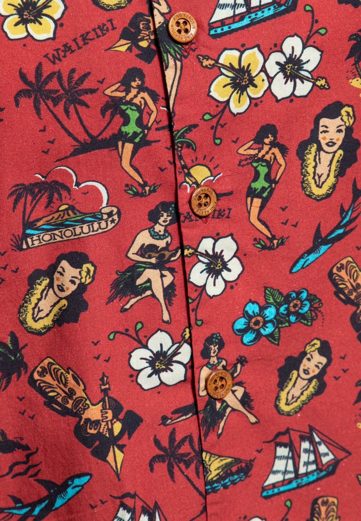 King_Kerosin_TATTOO_HAWAII_Island_Palmen_Beach_50s_Kurzarm_HAWAII_HEMD_Shirt_-_Rot_killer_kirsche_4