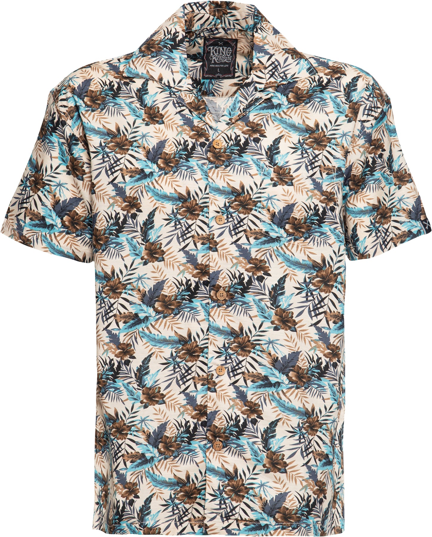 King_Kerosin_TROPICAL_FLOWER_Hibiskus_Palmlatt_Kurzarm_HAWAII_HEMD_Shirt_Killer_Kirsche-1