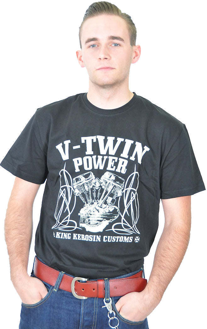 King_Kerosin_V-TWIN_POWER_Customs_Motiv_T-Shirt_-_Schwarz