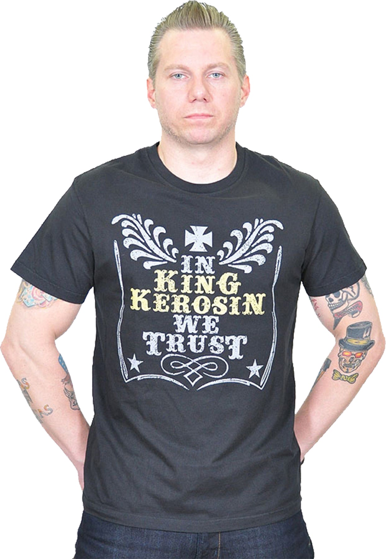 King_Kerosin_WE_TRUST-_Vintage_Maenner_T-SHIRT_-_Schwarz_killer_kirsche