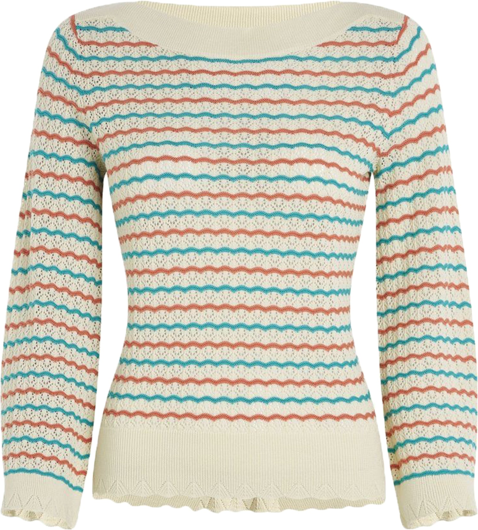 King_LouieAUDREY_FLORIO_Lochmuster_U-BOOT_Trompetenaermel_STRICKSHIRT_Oberteil_Killer_Kirsche-1