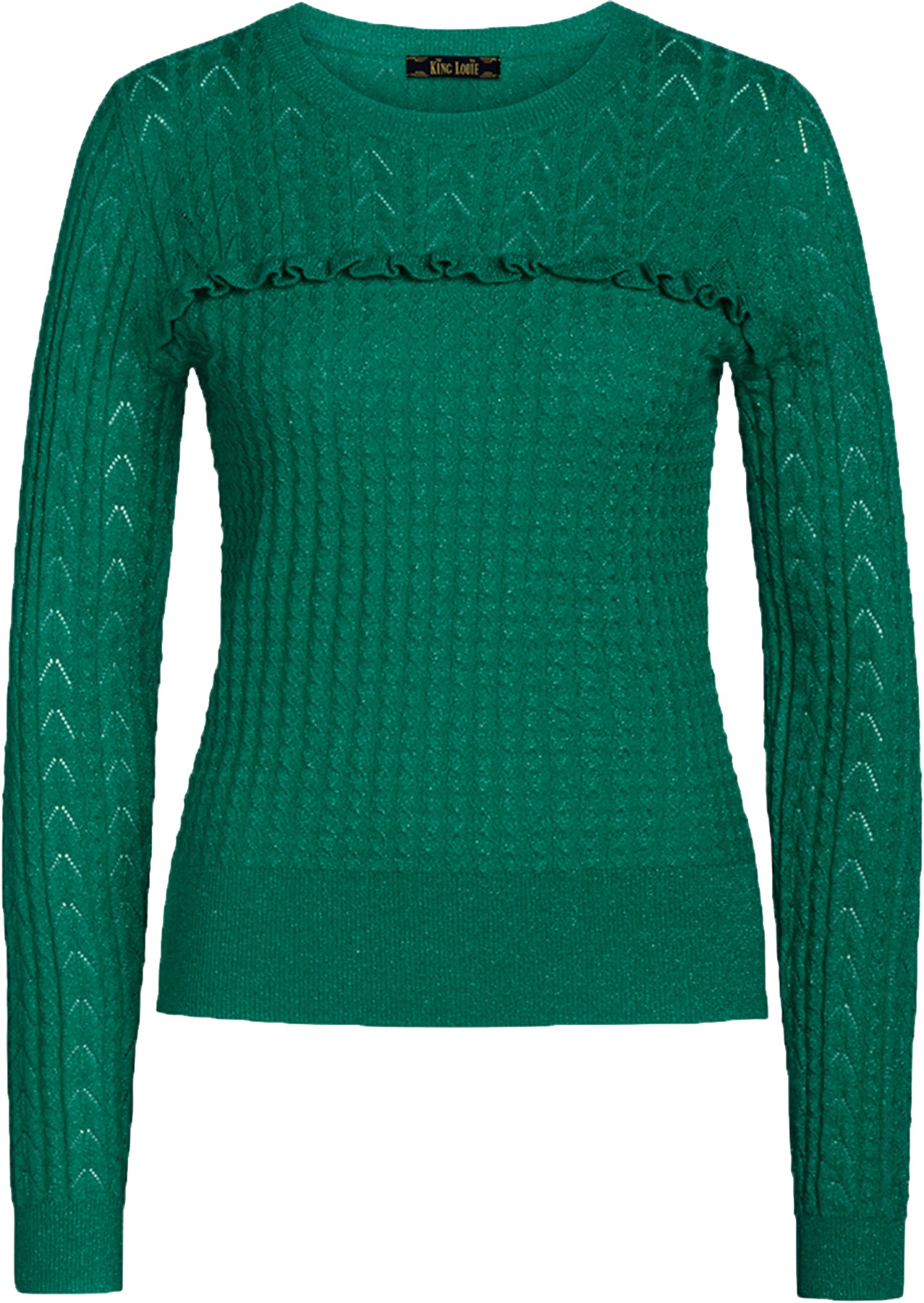 King_Louie_ADENA_Vintage_GLITZER_Ruffle_Langarm_PULLOVER_Oberteil_Gruen_killer_kirsche_1