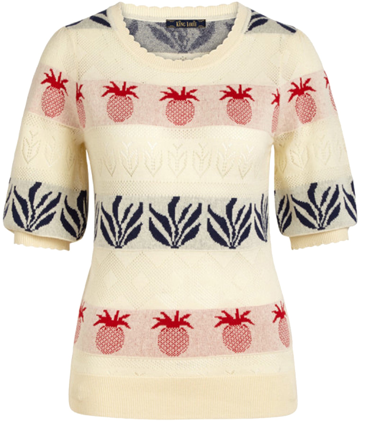 King_Louie_AGNES_PINEAPPLE_Retro_BELLSLEEVE_Feinstrick_SHIRT_Oberteil_Creme_killer_kirsche_2